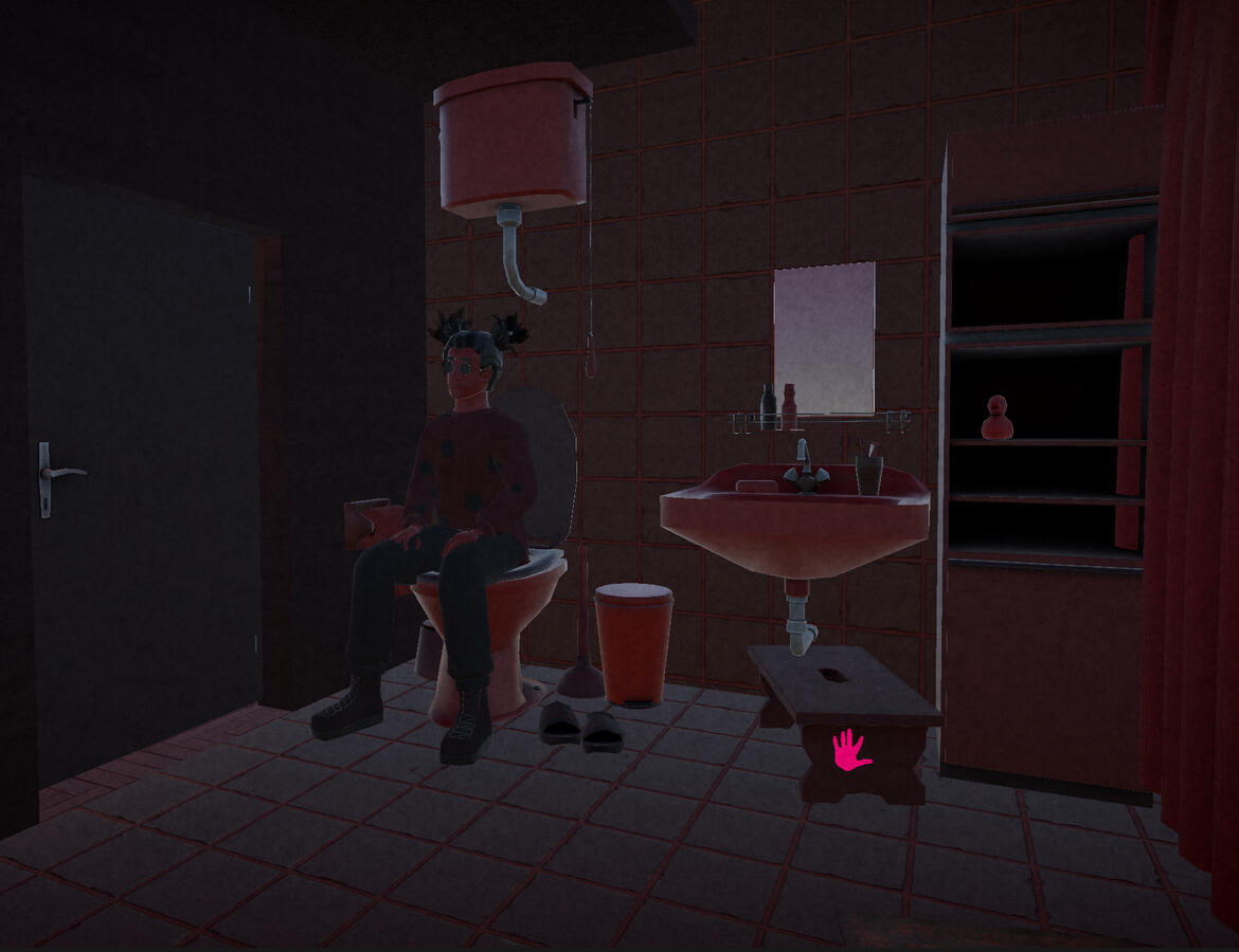 When the player reaches the bathroom they find Phoebe crying on the toilet. She has just experienced her first period.