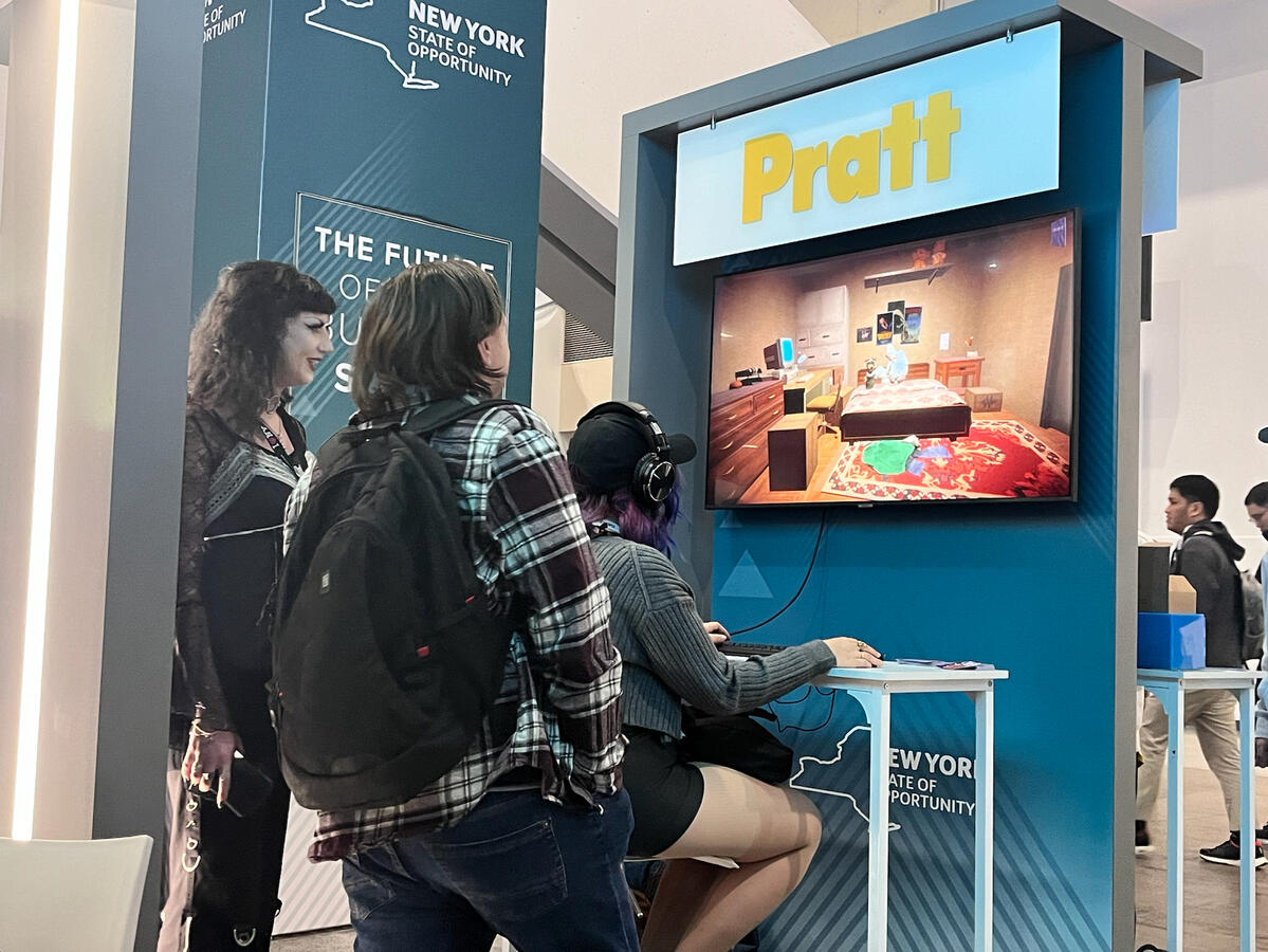 Members of the Dredge team play Doll Parts at GDC.