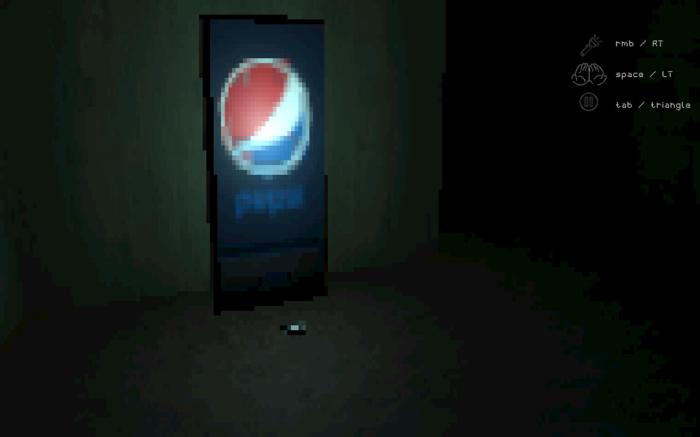 We added the Pepsi machine as a beacon of safety for the player. It was based on a photo my partner found online in which someone had edited a Pepsi machine into the backrooms.