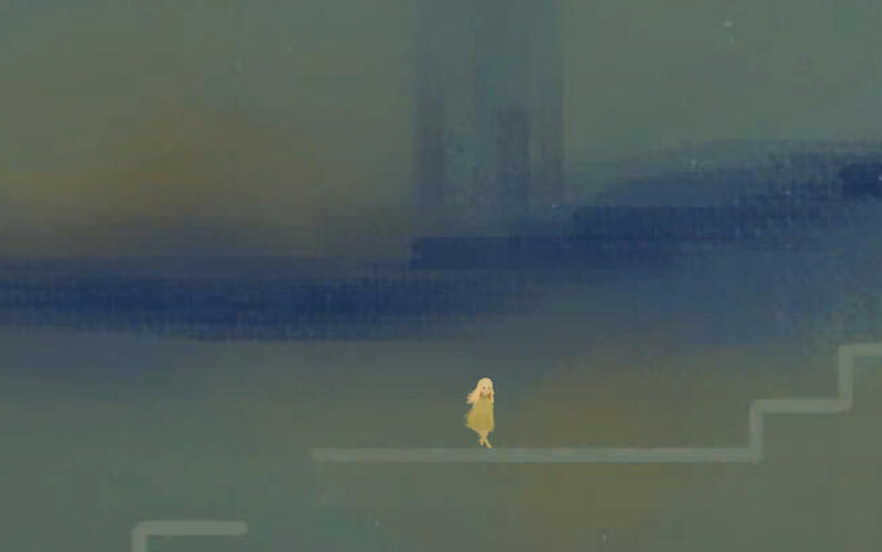 Gameplay of the first level. In this level you ascend a mountain in order to take water from the source of the River Styx. The main movement mechanic of this level is the midair dash.