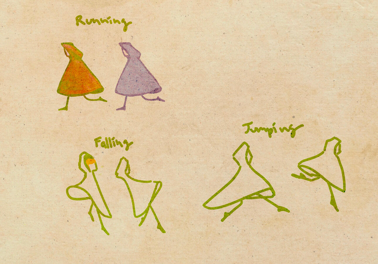 Early character concept art. As I knew the player was going to be very small in her environment, I wanted her designed to be simple and easily readable.