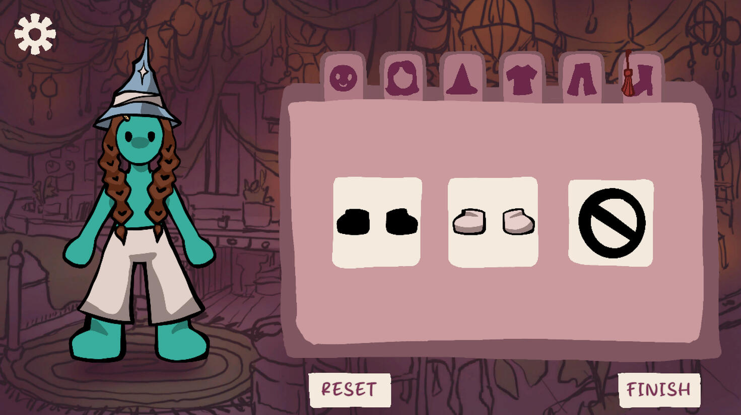 Gameplay of the outfit selection process. We included a multitude of skin color options so you can even be teal if you want!